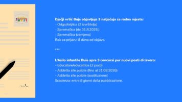 Natječaji za posao u Dječjem vrtiću Buje