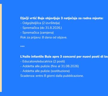 Natječaji za posao u Dječjem vrtiću Buje